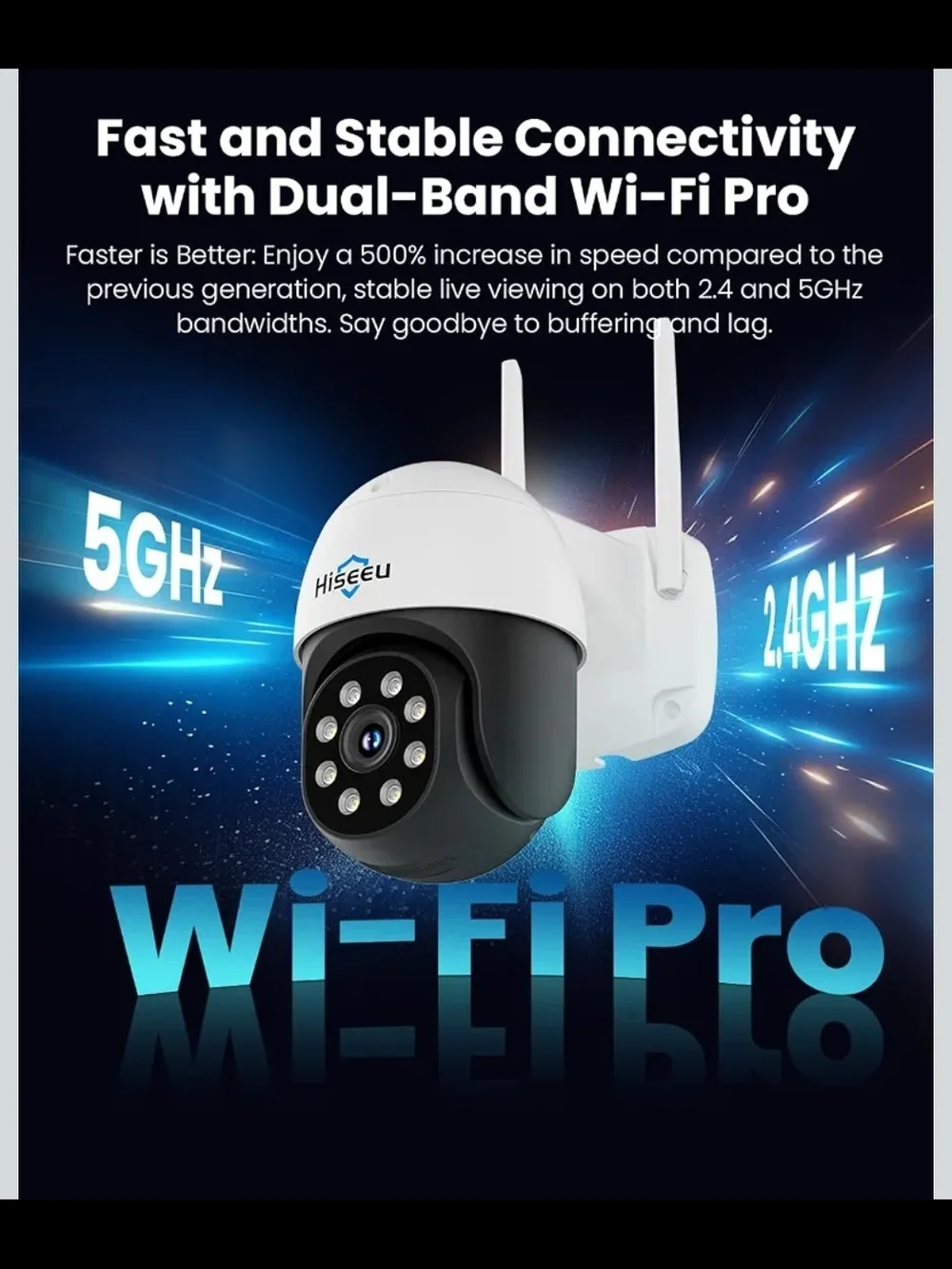 Hiseeu 4K 8MP Wireless Security Camera System 4 Cam PTZ WiFi NVR 1TB Auto Track